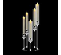 1 Set 5 Arms Acrylic Candelabra Centerpieces, MSDADA 58 cm Tall Clear Candle Holder, Christmas Centerpieces for Tables, Candlesticks Holder for Wedding Fireplace Party Decor Fit 0.82'' LED Candle