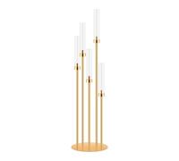 1 Set 5 Arms Gold Candelabra Centerpieces, MSDADA 108 cm Tall Clear Candle Holder, Christmas Centerpieces for Tables, Candlesticks Holder for Wedding Fireplace Party Decor Fit 0.82'' LED Candle