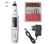 1 Set 6 Bits EU US UK AU Electric Nail Drill Machine Strong Manicure Pedicure Machine Gel Polish Cuticle Remover Tool New Design (White)