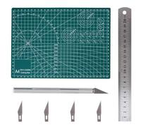 1 Set A4 Double-Sided Cutting Mat 3mm Self Healing Cutting Mat with Steel Rule Non Slip Craft Cutting Board for Art Work Scrapbooking Crafting DIY Sewing