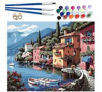 1 Set Adult Paint by Numbers Canvas Kits Harbor Home Oil Painting DIY Coloring Hand Drawn Scenery Fill and Color The Living Room, Study Room, and Foyer Decoration 40x50cm Frameless