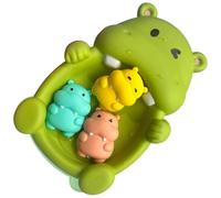 1 Set Baby Bath Toys Cute Animal Shaped Floating Toddler Bath Toys Stackable Interactive Hole-Free Soft Squeeze Set for Infant Babies Kids Gifts, Hippo