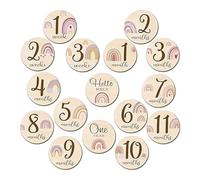 1 Set Baby Growth Markers Wooden Cards Featureg Animal Pattern for Monthly Photos Taking and Souvenir Baby Memory Wooden Cards