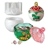 1 Set Ball Storage Box Resin Mold with lids Silicone Molds Carousel Epoxy Resin Easter Egg Ball Shaped Vase Bottle Jar for Jewelry Ornaments Trinket Container, Handmade DIY Making Decor Art Crafts