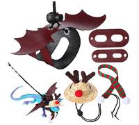 1 Set Bearded Dragon Christmas Costume Cute Deer Hat Woolen Scarf Leash for Reptiles Comfortable Multi Purpose Outfit for Outdoor Adventures Fits Lizard Gecko Chameleon