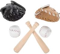 1 Set Black of 1/12 Miniature Baseball Set Bat Glove and Ball Baseball Cake Decorations, Baseball Bat and Ball Set Miniature Sports Set Doll House Accessories for Dollhouse Desktop Decor