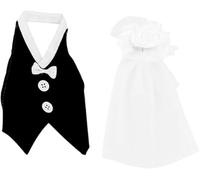 1 Set Bride and Groom Wine Bottle Covers- Wine Bottle Dress-up for Weddings Wedding Gifts for The Couple Fun Covers Centerpieces Decorations, Home and Kitchen