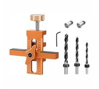 1 Set Cabinet Hardware Jig, Aluminium Door Installation Positioner with 3 Drill Bits for Kitchen Cupboard Handles, Orange