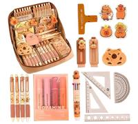 1 Set Capybara Pencil Case, 9x6x2.4" Zippered Wide Opening Mouth Pencil Pouch with All Things Cute Kawaii Dirt Resistant Canvas Capybara School Supplies