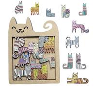1 Set Cats Wooden Puzzle, Cat Stacking Game, Super Challenging Kitten Puzzles Wooden Jigsaws Cats Gifts For Women, Kitten Ornament Wood Puzzles Crazy Cat Lady Gifts Cool Stuff Desk Games