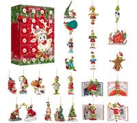 1 Set Christmas Advent Calendar 2025, Christmas Countdown Blind Box with Green Hair Elf Doll 24 Days Poke with Finger Funny Kids Adults Cartoon Advent Calendar Surprise Gift Box Festival Gift