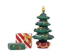 1 Set Christmas Aquarium Decoration Xmas Tree Figure Present Box Miniature Resin Micro Landscape Ornaments for Holiday Fish Tank Supplies Table Decor