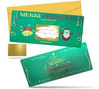 1 Set Christmas Card with Envelope,Christmas Scratch Card Surprise Gift Reveal, 20cmx9cm Happy New Years Card, Green Santa Claus for Writing Your Own Special for Girlfriend,Wive,Family,Friend,Kid