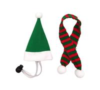 1 Set Christmas Pet Chicken Hat Scarf Red Green Santa Small Animal with Adjustable Chin Strap Dog Small Set and