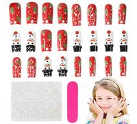 1 Set Christmas Press on Nails, 3D Medium Length Press on Nails with Snowman Xmas Tree Design for Women & Girls on Christmas, On, Nai