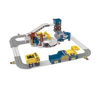 1 Set Construction Race Track Electric Car Track Set with Truck, Forklift, Tram, and More, Battery Powered Flexible Engineering Toys for 3-8 Year Old Boys Girls