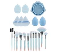 1 Set Cosmetic Brush Travel Makeup Brush Set Folding Washing Bowl Eye Shadow Brush Powder Puff Powder Powder for Women and Girls