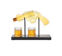 (1 Set) Creative Gun Pistol Whiskey Decanter Sets with 2 Glass Cup Gifts