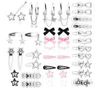 1 Set Design Fringe Chain Bowknot Star Hair Clamp Statement Accessories Headpiece for Bold Statement Fringe Clip Set