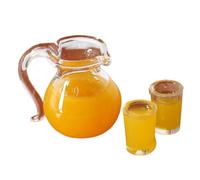 1 Set Dollhouse Miniatures, 1:12 Dollhouse Kitchen Accessories Orange Juice Drink Set, Jug with 2Pcs Glass Cup Kit Orange Juice Model Ornaments Living Room Scene Accessories /12 Scale