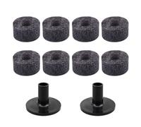 1 Set Drum Stand Sleeves Pads, 8Pcs Cymbal Felts and 2Pcs Sleeves Set for Most Drum Set (Black)