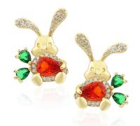1 Set Easter Earrings, Rabbit Carrot Crystal Earrings Happy Bunny Dangle Cute Easter Studs for Women Girls Spring Holiday Party Jewelry Gift