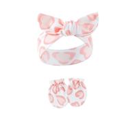 1 Set Elastic Infant Headband With Matching Mittens Lovely Bowknot Design Sweat Absorbent Hair Band For Girls