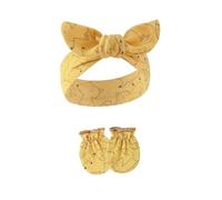 1 Set Elastic Infant Headband With Matching Mittens Lovely Bowknot Design Sweat Absorbent Hair Band For Girls