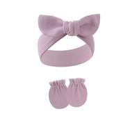 1 Set Elastic Infant Headband With Matching Mittens Lovely Bowknot Design Sweat Absorbent Hair Band For Girls