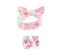 1 Set Elastic Infant Headband With Matching Mittens Lovely Bowknot Design Sweat Absorbent Hair Band For Girls