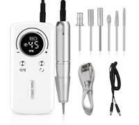 1 Set Electric Nail Drill 45000RPM Nail Drill Kit Rechargeable Portable Nail Drill Professional for Acrylic Nails with 6 Nail Drill Bits Electric Nail File,Nail Drill Professional