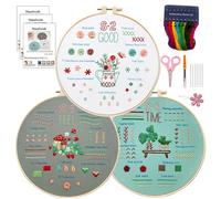 1 Set Embroidery Kit, Hand Embroidery Kit with Stamped Patterns, Cross Stitch Kits Including Tools to Learn Different Stitches for Craft Lover Adults Beginners for Beginners