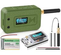 1 Set ESP32 LoRa V3 Module Board with 868 MHz Antenna + 3000mAh Battery + Case Integrated WLAN Blue Tooth SX1262 CP2102 0.96" OLED Display Type C for AR Duino Lora Meshtastic IOT (N35,Green)