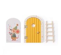 1 Set Exquisite Character Stickers Cute Pretend Play Wooden Arch Openable Door Toys Montessori Wooden Fairy Door Kit Birthday