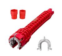 1 Set Faucet Wrench Tool,8 in 1 Sink Spanner Tool with Red ABS Plastic Shell Anti Slip Rectangular Pattern,Multifunctional Sink Wrench,Practical Tap Wrench Tool,for Toilet Bowl,Kitchen Plumbing