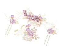 1 Set Flower Wedding Hair Comb, Elegant Hair Comb with Hairpin for Weddings, Bridal Hair Combs, Wedding Hair Accessories for Women and Girls (Purple)