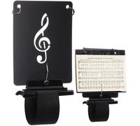 1 Set Flute Lyre Flip Folder for Marching Band Music Stand Holder | Flip Pages with 2 Holes Secure Sheets, Arm Strap for Clarinet Trumpet, Treble Clef Design for Parade Shows