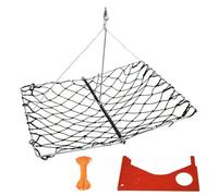 1 Set Foldable Castable Crab Trap with Red Gauge and Rope, Stainless Steel Mesh Net for Lobster Shrimp Crawfish, Portable Fishing Gear for Pier Dock for KAYAK Surf Beach Family(black)