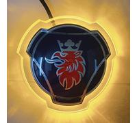1 Set For Scania Car Truck Front Grille Blue Red Griffin Logo Badge Emblem With 24V LED White Lighting Illuminated Accessories Light Strip (orange)
