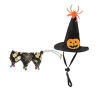 1 Set Funny Halloween Cat Costume Cat Witch Hat Collar for Pets for Halloween Parties Birthdays Cosplay Durable Breathable Material Reusable Design