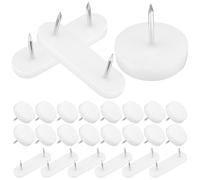 1 Set Furniture Chair Leg Glide Nails Oval Round White Plastic Iron | Double head and single pin design, for uneven legs, easy to fit by hand, helps protect hard floors from scratches