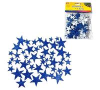 1 Set Glitter Foam Star Sticker Blue Mix Size EVA Self Adhesive Sparkly Star Stickers for Crafts Scrapbook Decoration Wall Sticker Decals 1.9/2.5/3.8/4.5CM