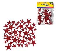 1 Set Glitter Foam Star Sticker Red Mix Size EVA Self Adhesive Sparkly Star Stickers for Crafts Scrapbook Decoration Wall Sticker Decals 1.9/2.5/3.8/4.5CM