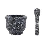 1 Set Grinding Bowl Garlic Press Pestle Grinder Granite Decor Spice Crusher Herb Pepper Mixing Pot Kitchen Mills Tool For Kitchen(Black)