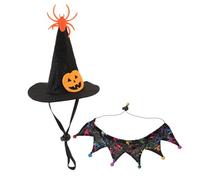 1 Set Halloween Cat Costume Witch Hat Collar for Pets Fun Cute Outfit for Cats and Dogs for Halloween Parties