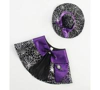 1 Set Halloween Pet Costume Purple Cloak and Witch Hat Cosplay Wizard Cloak for Funny Pet Holiday Party for Cats and Puppies,Suitable for small and medium-sized cats and dogs(Size:S)