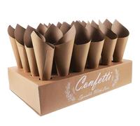 1 Set Kraft Paper Wedding Confetti Cones Tray Blank DIY | Serviceable sturdy holder for mini bouquets and flowers, no smell kraft paper, for birthday parties and weddings
