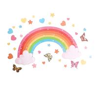1 Set Large Rainbow Wall Stickers with Butterflies Stars Hearts Rainbow Wallpaper Colorful Star Clouds Decals for Kids Removable Baby Nursery Girls Bedroom Art Decoration