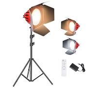 1 Set LED Video Light Dimmable Bi-color Continuous Lighting 3000K-6500K Redhead Spotlight with 200cm Light Stand, Barndoor and Remote Control, for Photo Studio Video Photography