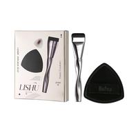 1 Set Lishu Foundation Brush + Lishu Foundation Puff Set, Triangle Puff Makeup Foundation with Flat Foundation Brush, Foundation Applicator Set, Create Flawless Skin